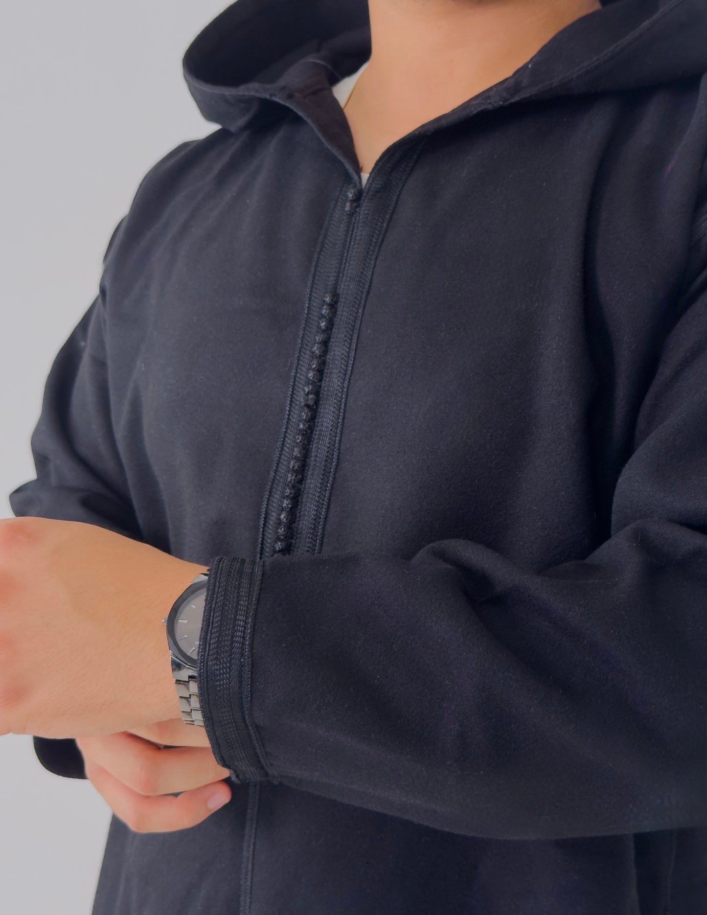 Jet black Winter Moroccan Djellaba