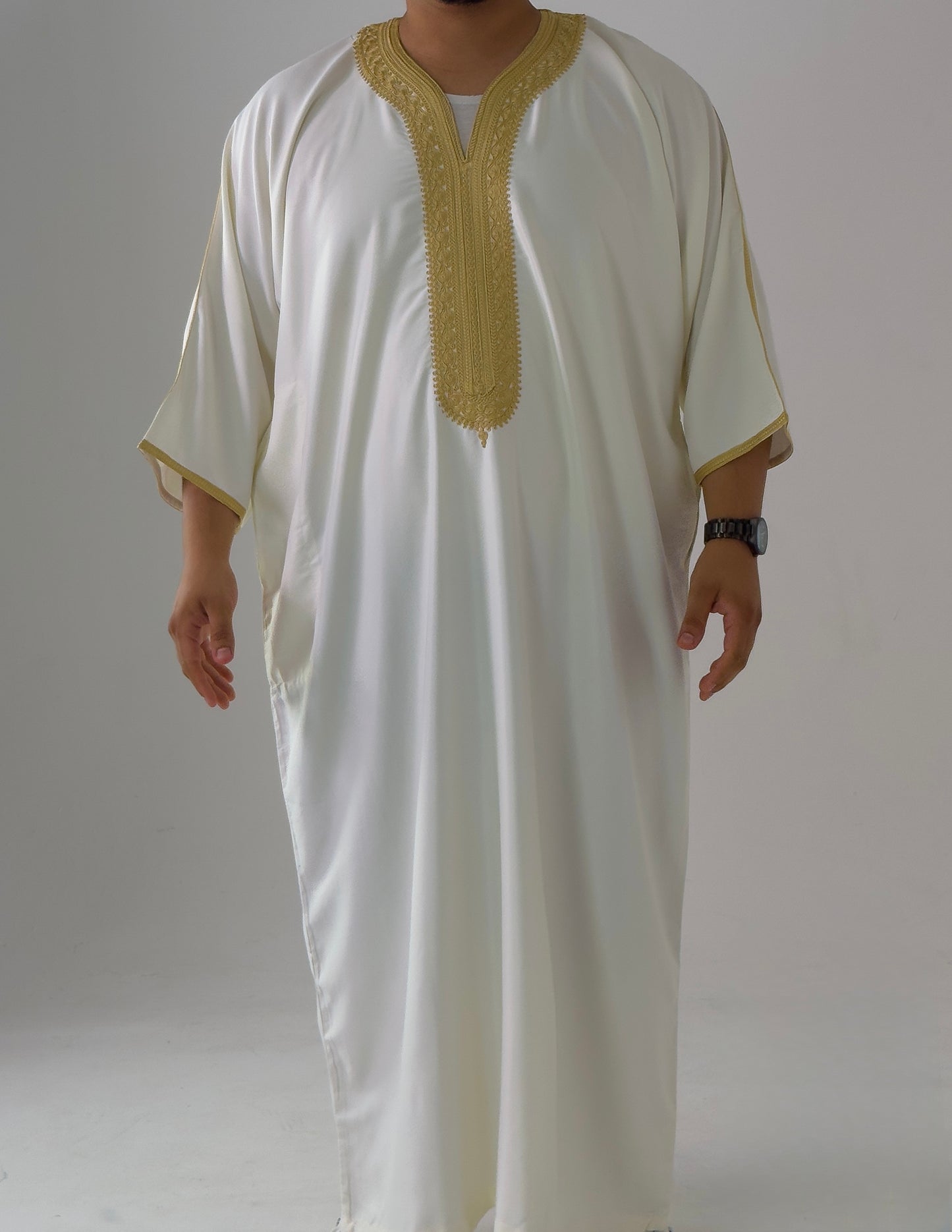 White & Gold Moroccan Thobe Al-Hadiyah