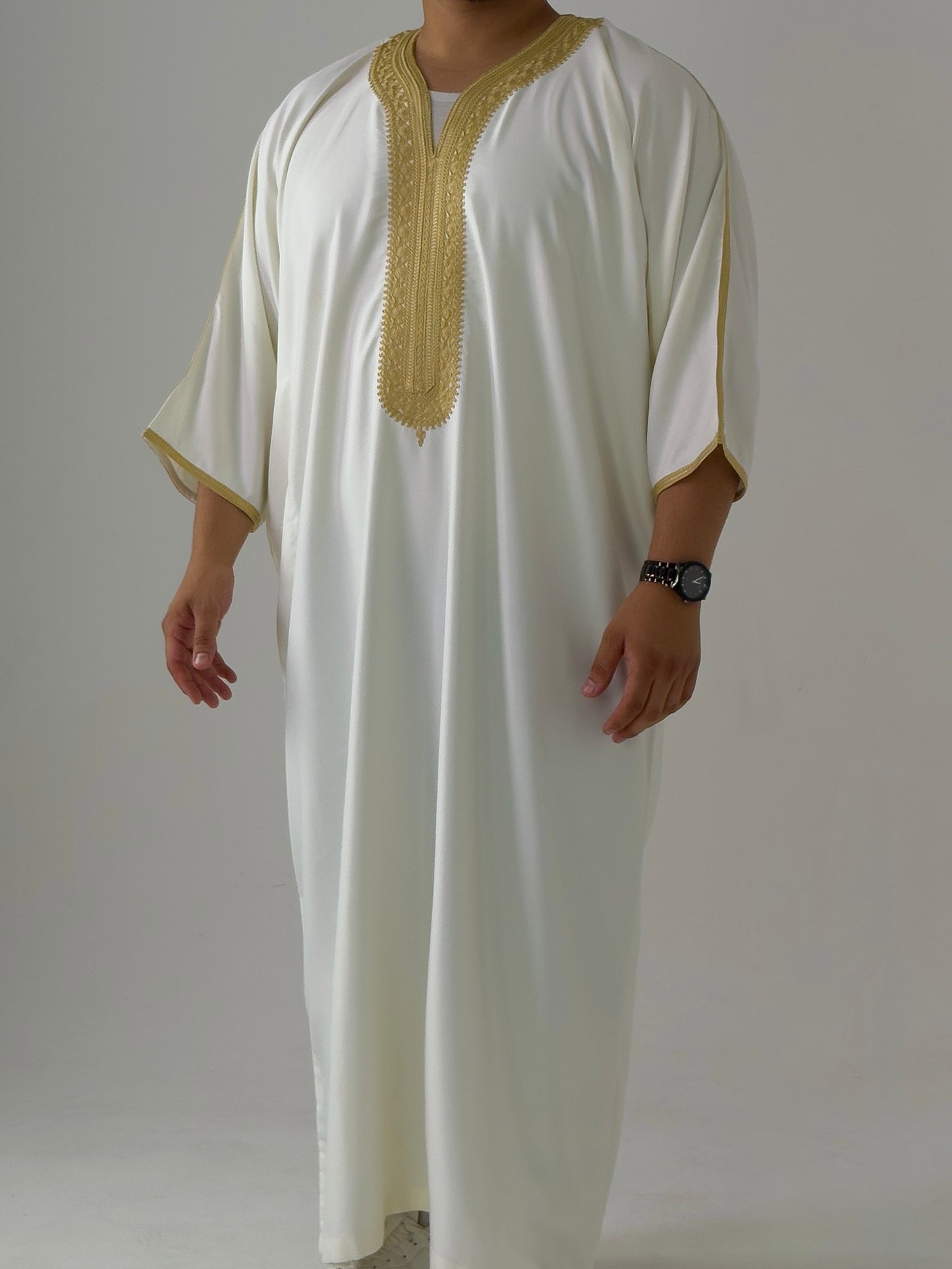 White & Gold Moroccan Thobe Al-Hadiyah