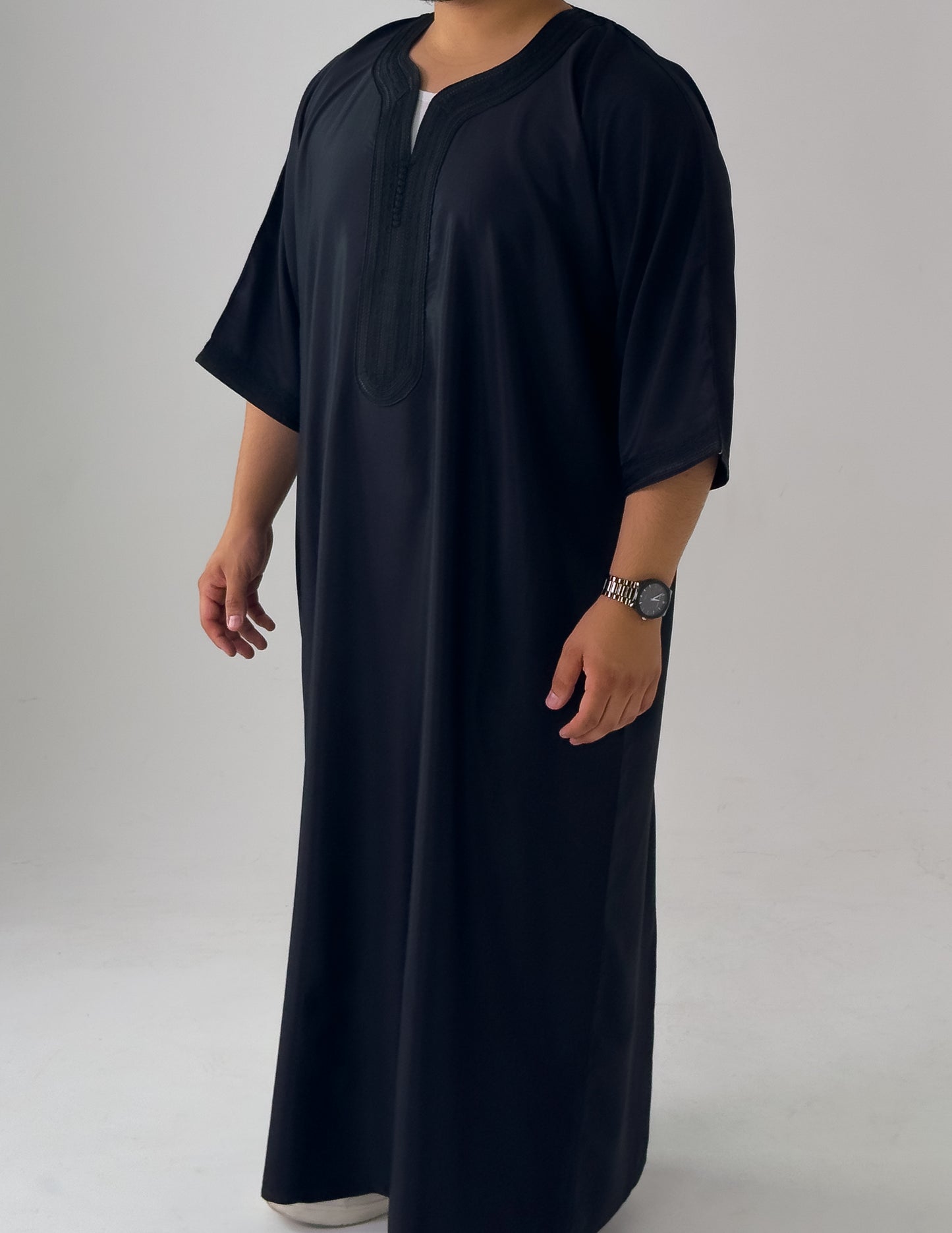 Black Moroccan Thobe Al-Waha Collection