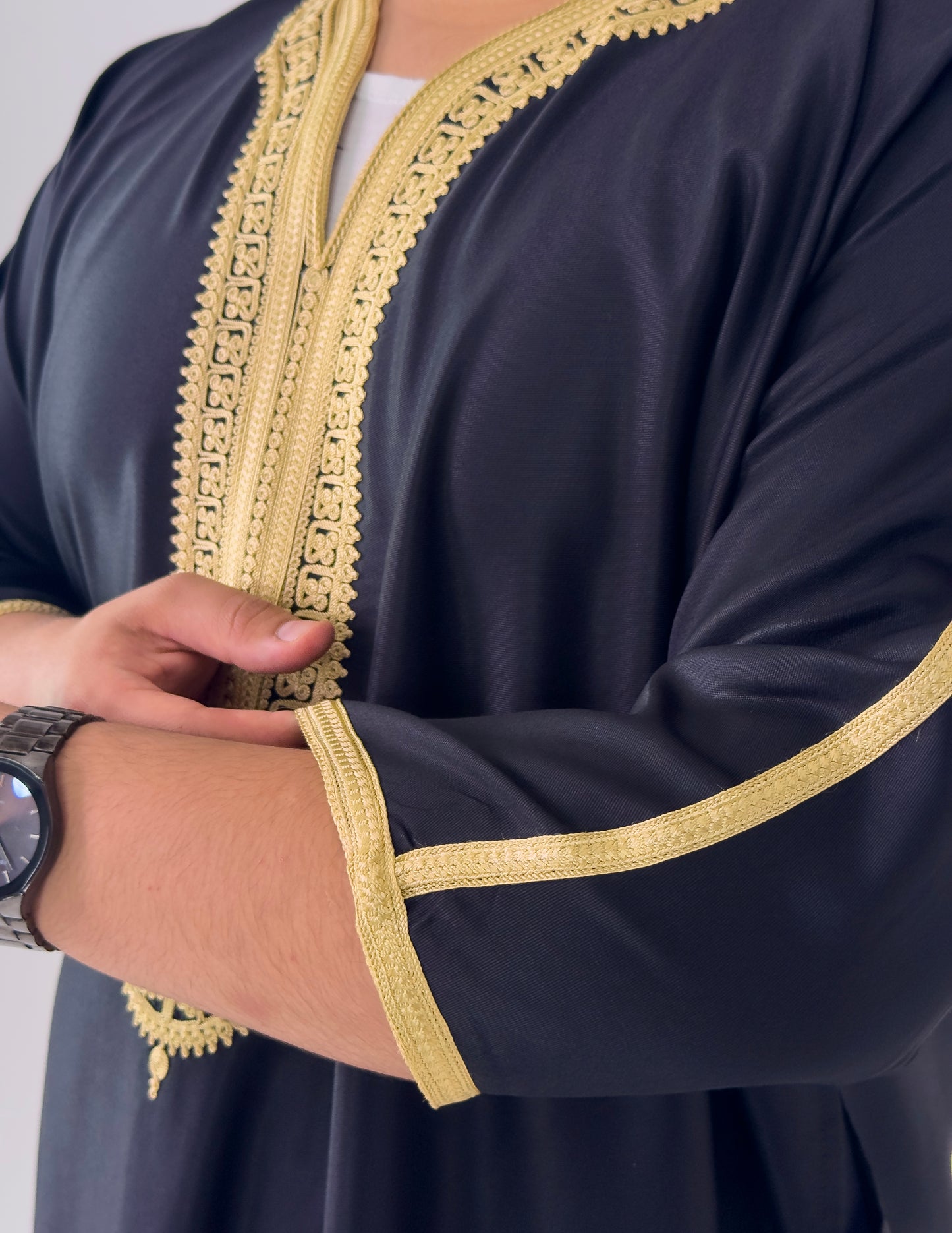 Black & Gold Moroccan Thobe Al-Hadiyah Collection