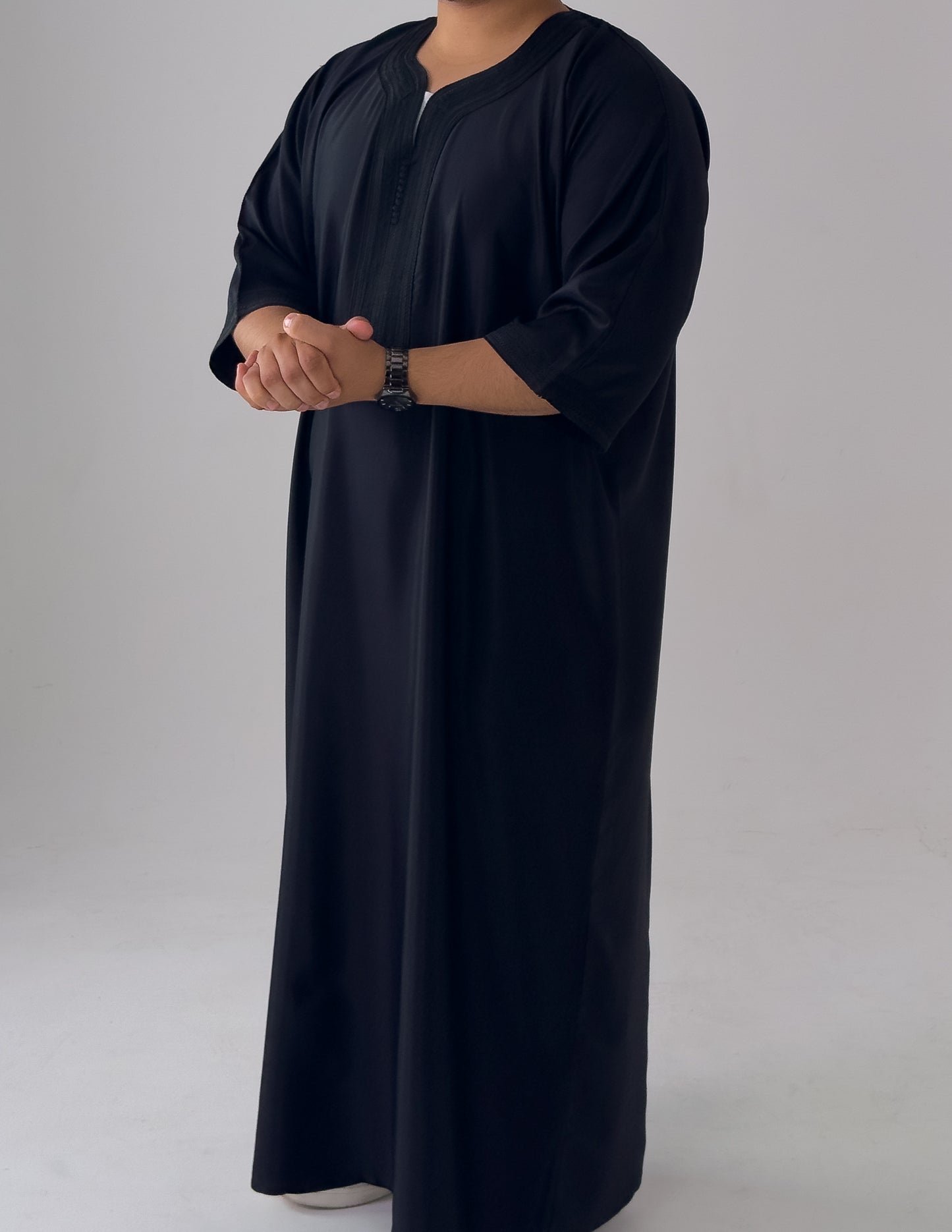 Black Moroccan Thobe Al-Waha Collection