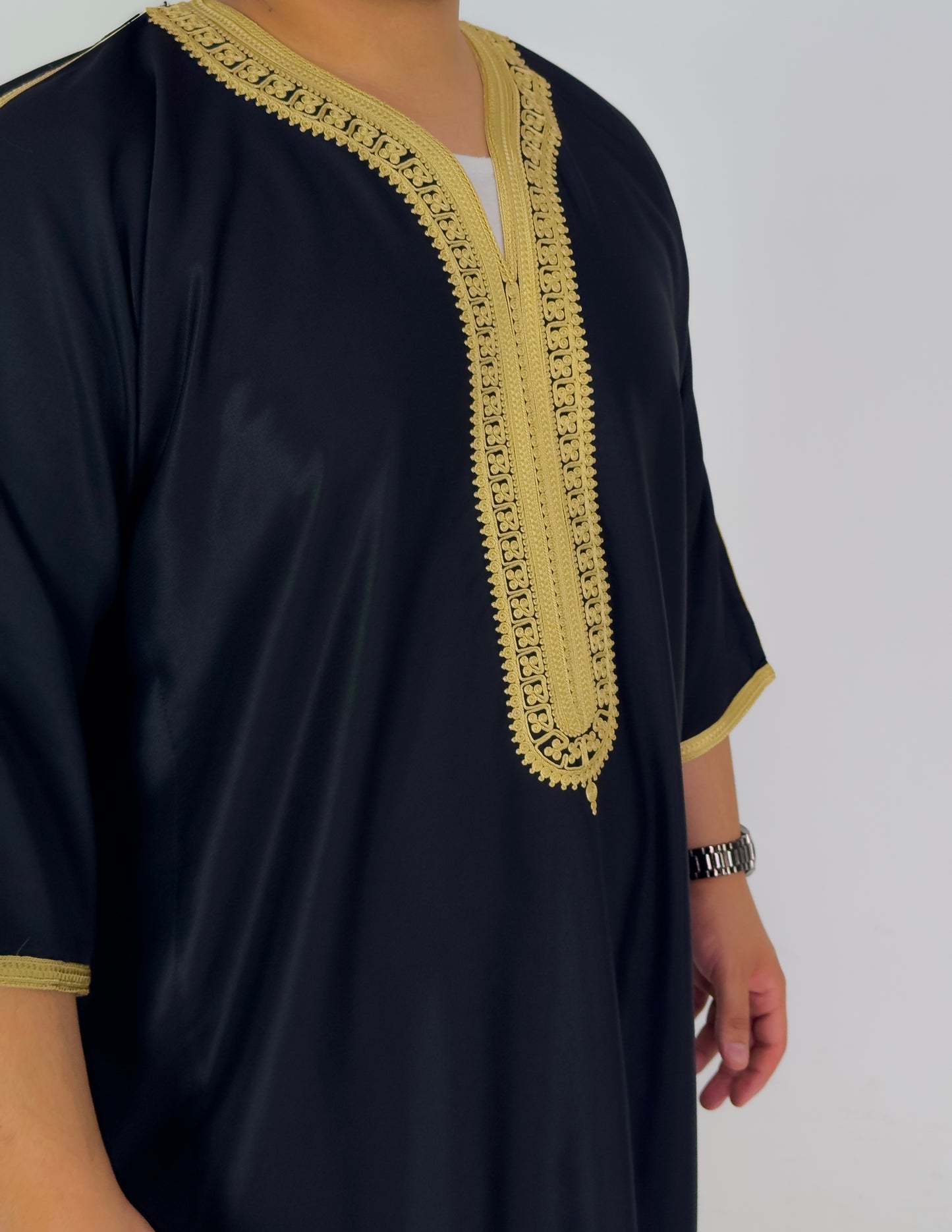 Black & Gold Moroccan Thobe Al-Hadiyah Collection