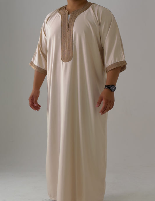 Beige Moroccan Thobe Al-Waha collection