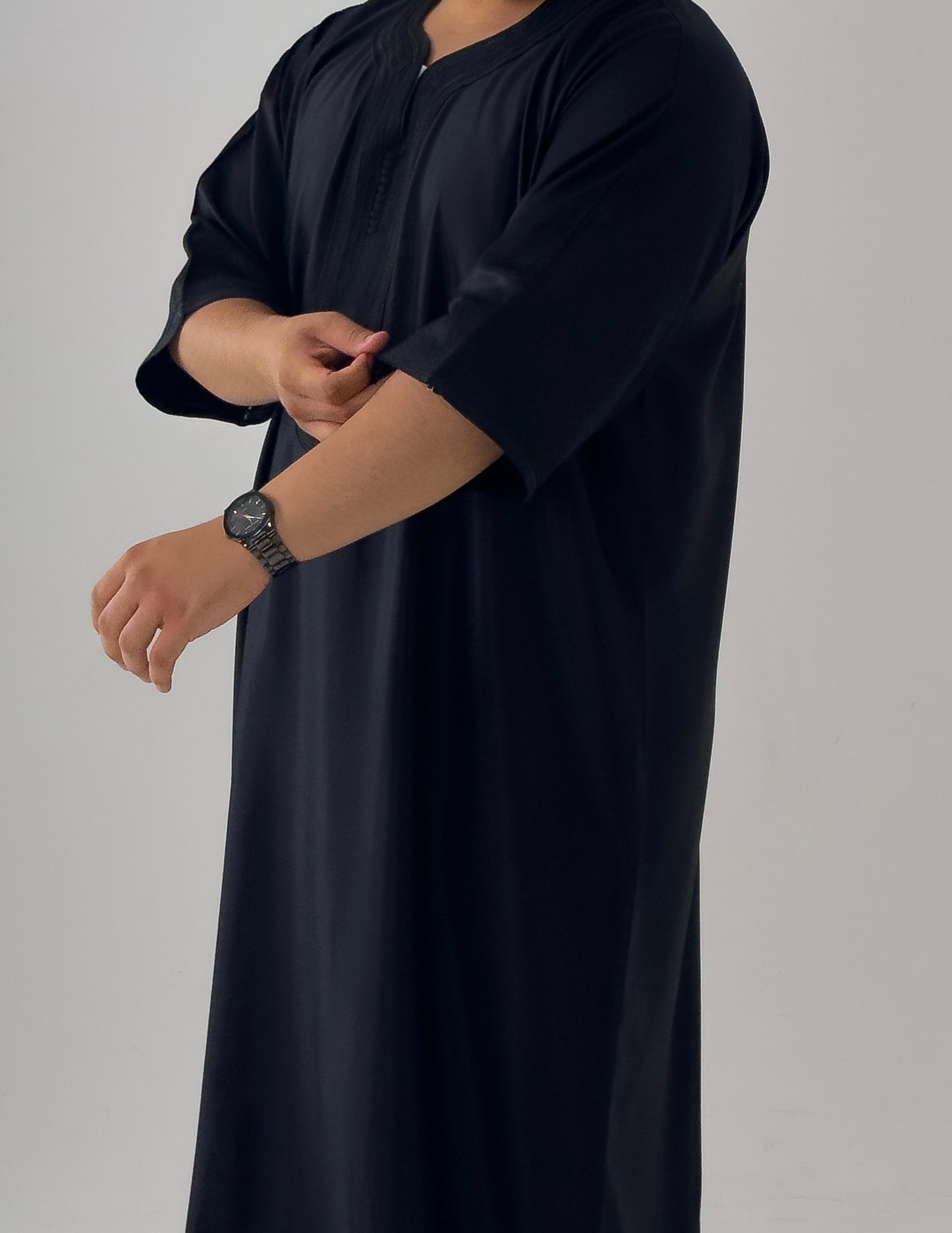 Black Moroccan Thobe Al-Waha Collection