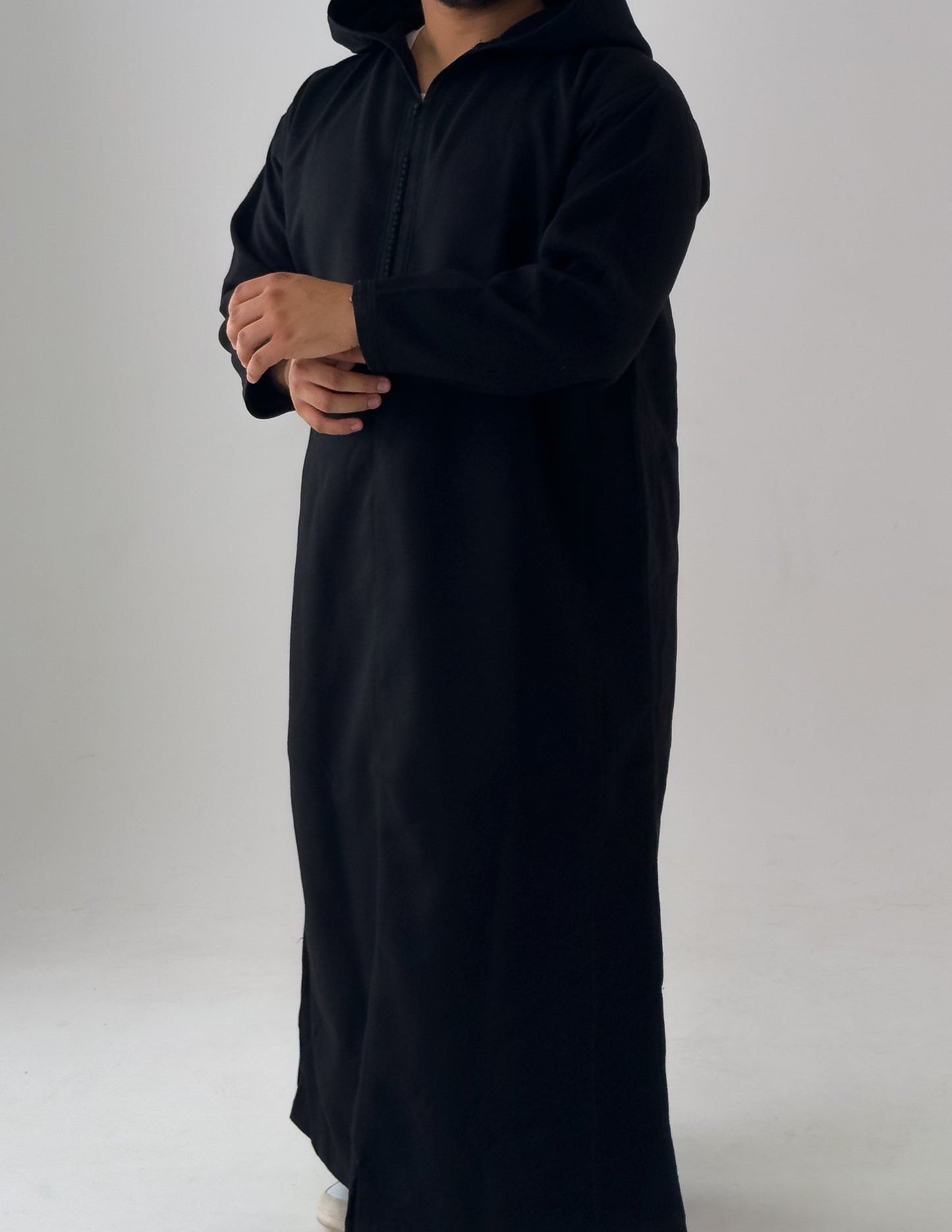 Jet black Winter Moroccan Djellaba