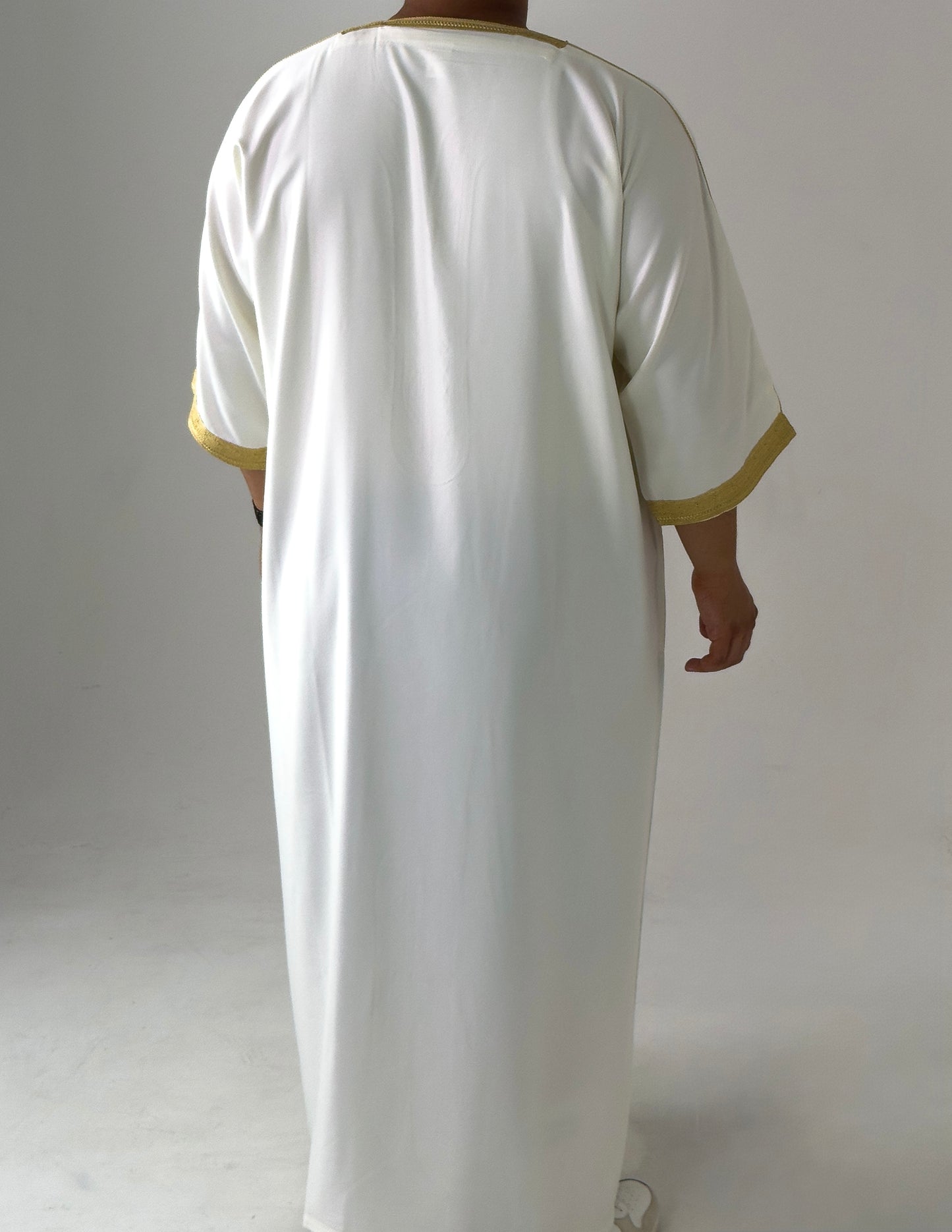 White & Gold Moroccan Thobe Al-Waha Collection